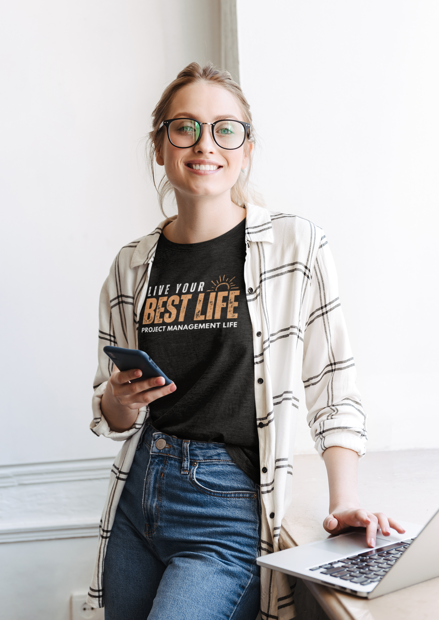Women's "Live Your Best Life" Fitted Soft Tee - "Baseline Black"