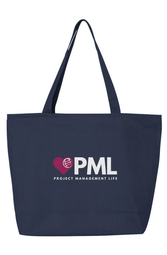 PML Cotton Canvas Zippered Tote Bag - "Navigation Navy"