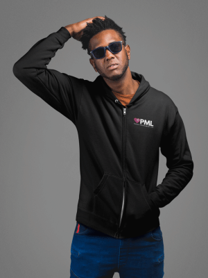 Unisex Full Zip PML Hoodie - "Baseline Black"